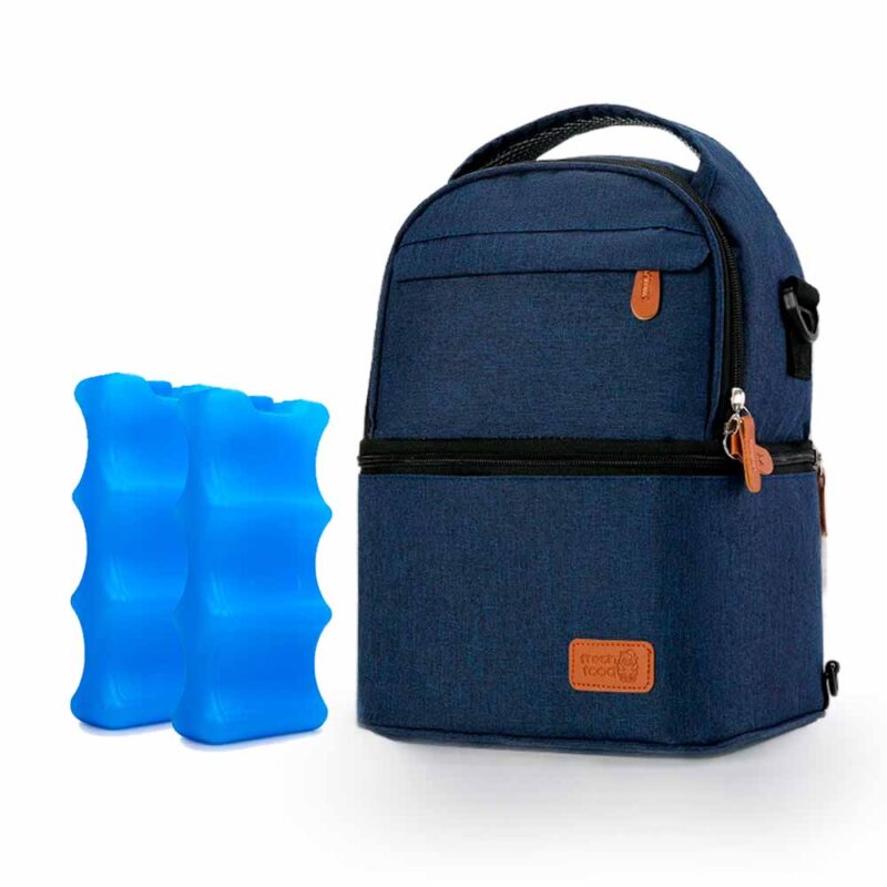 Bolso Térmico para Leche Materna Azul / Cierre Cafe + 2 Pilas De Hielo Úpale