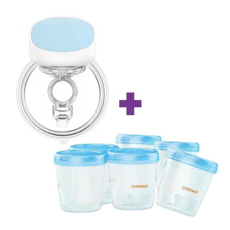 Extractor de leche Materna Inalámbrico Eléctrico S10 Celeste + Vasos Recolectores x 6