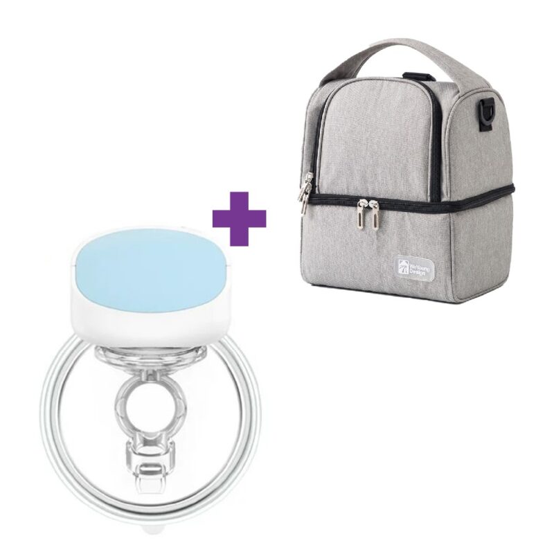 Extractor de leche Materna Inalámbrico S10 Celeste + Bolso Térmico Gris+ 2 Pilas De Hielo Úpale