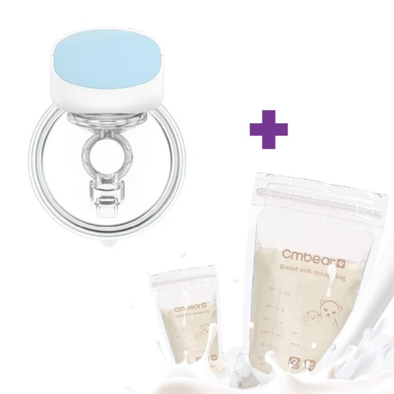 Extractor de leche Materna Inalámbrico S10 Celeste + Fundas De Recolección  30 unidades