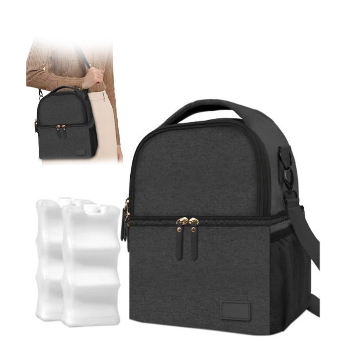 Bolso Térmico para Leche Materna Negro + 2 Pilas Hielo