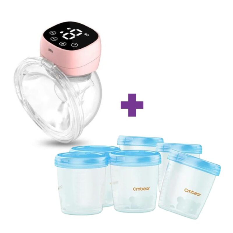Extractor de leche Inalámbrico EléctricoQy-101 Rosa + Vasos Recolectores De Leche Materna x 6