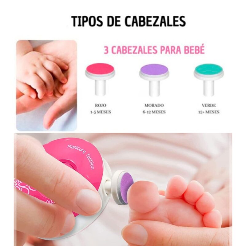 Lima De Uñas Electrica para bebés Rosa Úpale - Imagen 3