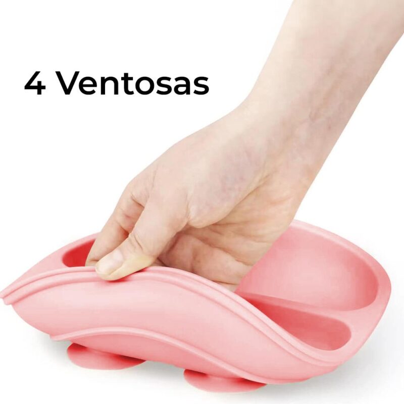 Plato De Silicona Rosa 4 Ventosas Úpale - Imagen 2