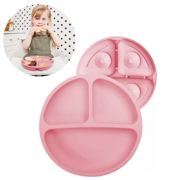 Plato De Silicona Rosa 4 Ventosas Úpale