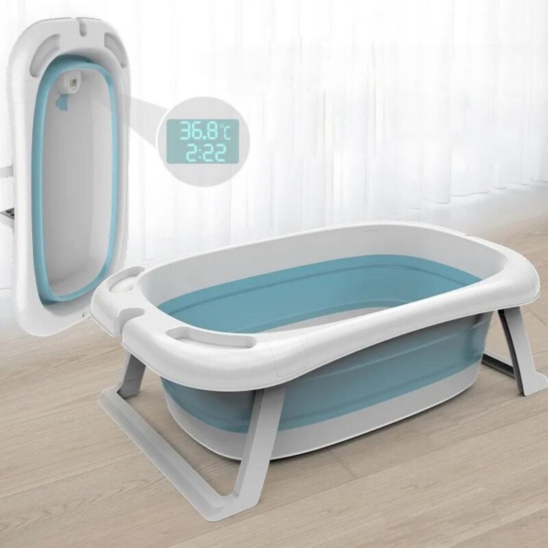 Bañera para Bebé Retráctil Celeste B01 + Malla Celeste Ballena + Termómetro - Imagen 3