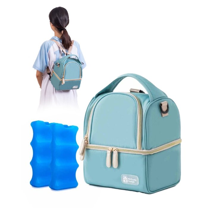 Bolso Térmico para Leche Materna Turquesa/Dorado + 2 Pilas De Hielo Úpale