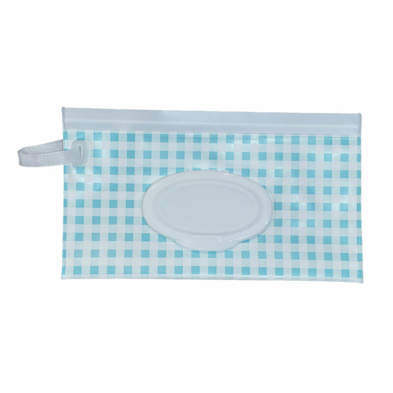 Estuche Porta Pañito Úpale Cuadrado Celeste Y Blanco