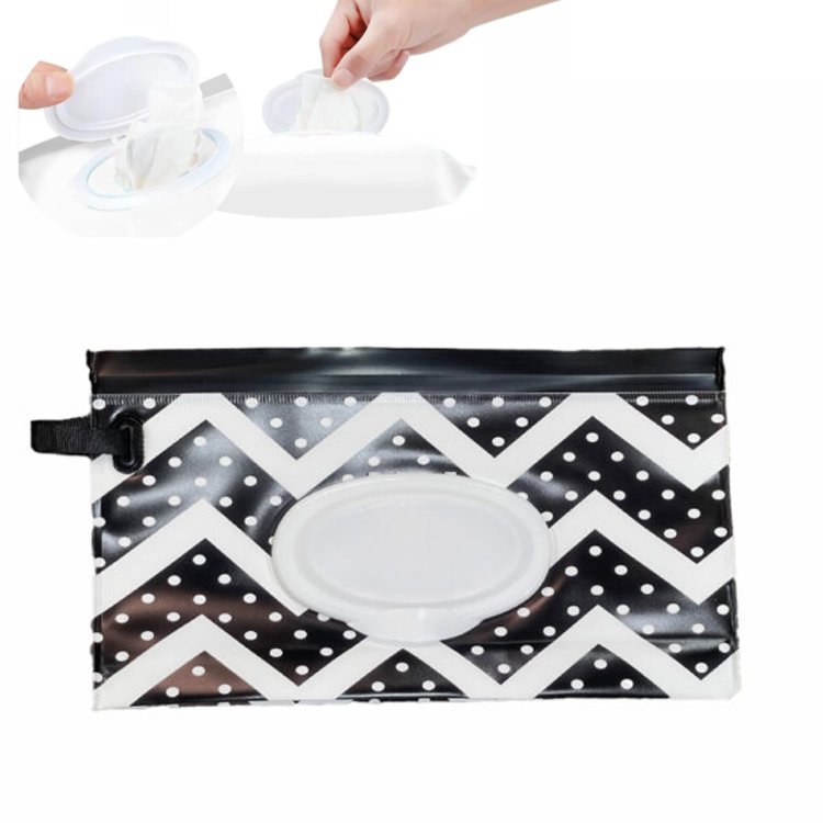 Estuche Porta Pañito Úpale Negro Puntos Blancos