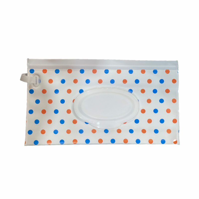 Estuche Porta Pañito Úpale Blanco Puntos Azules Y Naranjas