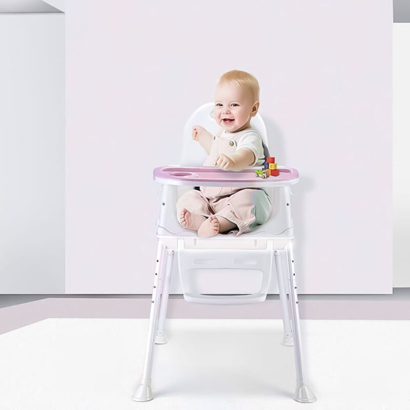 Silla De Comer Isabella Rosa Con Ruedas Y Reposa Pies Úpale - Imagen 2