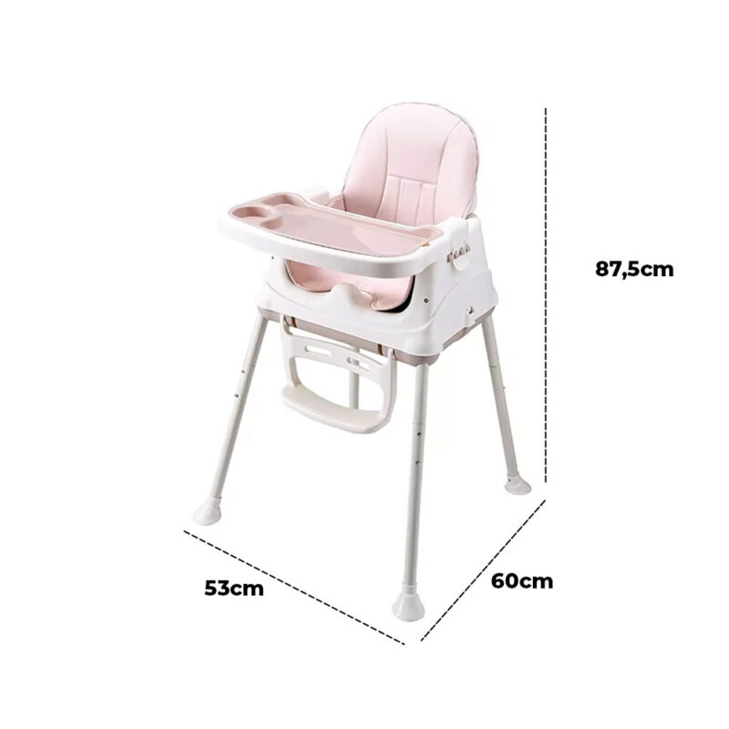 Silla De Comer Isabella Rosa Con Ruedas Y Reposa Pies Úpale - Imagen 3