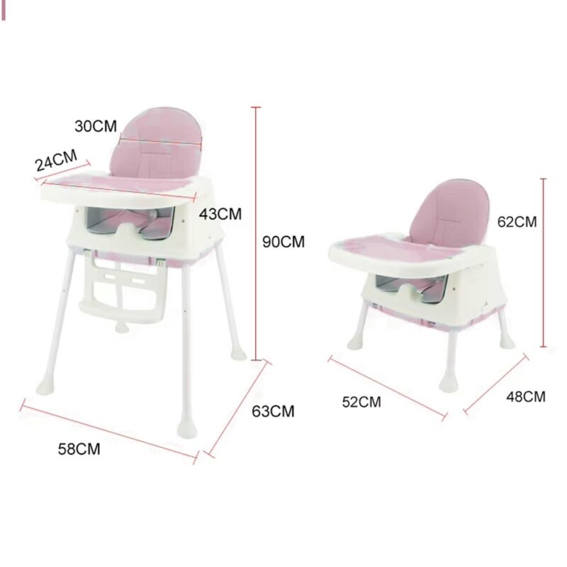 Silla De Comer Isabella Rosa Con Ruedas Y Reposa Pies Úpale - Imagen 7