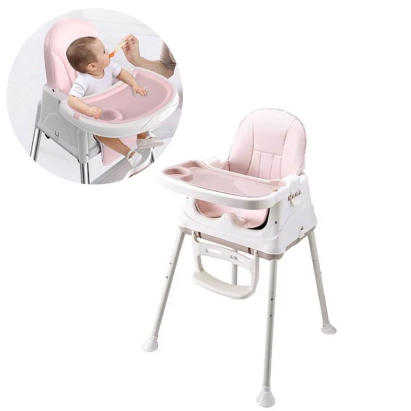 Silla De Comer Isabella Rosa Con Ruedas Y Reposa Pies Úpale