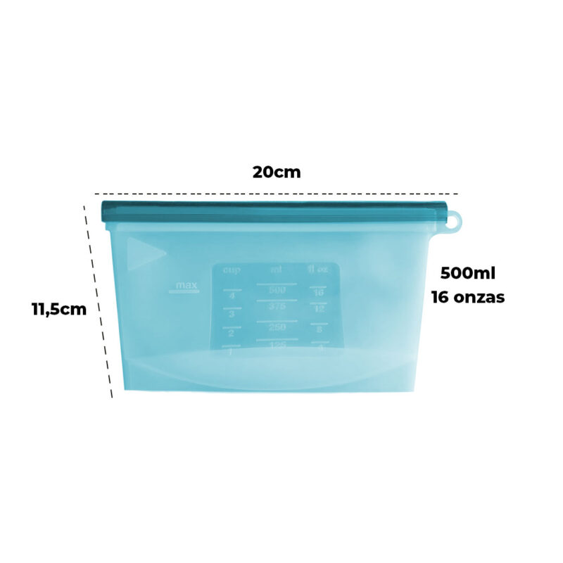 Funda De Silicona Para Alimentos 500 Ml Celeste Úpale - Imagen 4