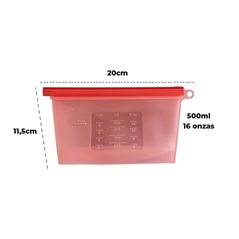Funda De Silicona Para Alimentos 500 Ml Roja Úpale - Imagen 4
