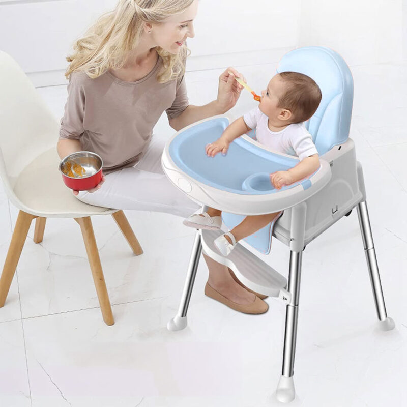 Silla De Comer Isabella Celeste Con Ruedas Y Reposa Pies Úpale - Imagen 3
