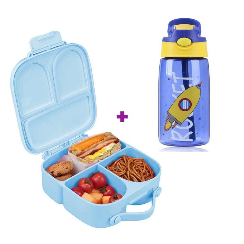 Combo Lonchera para niños + Termo azul