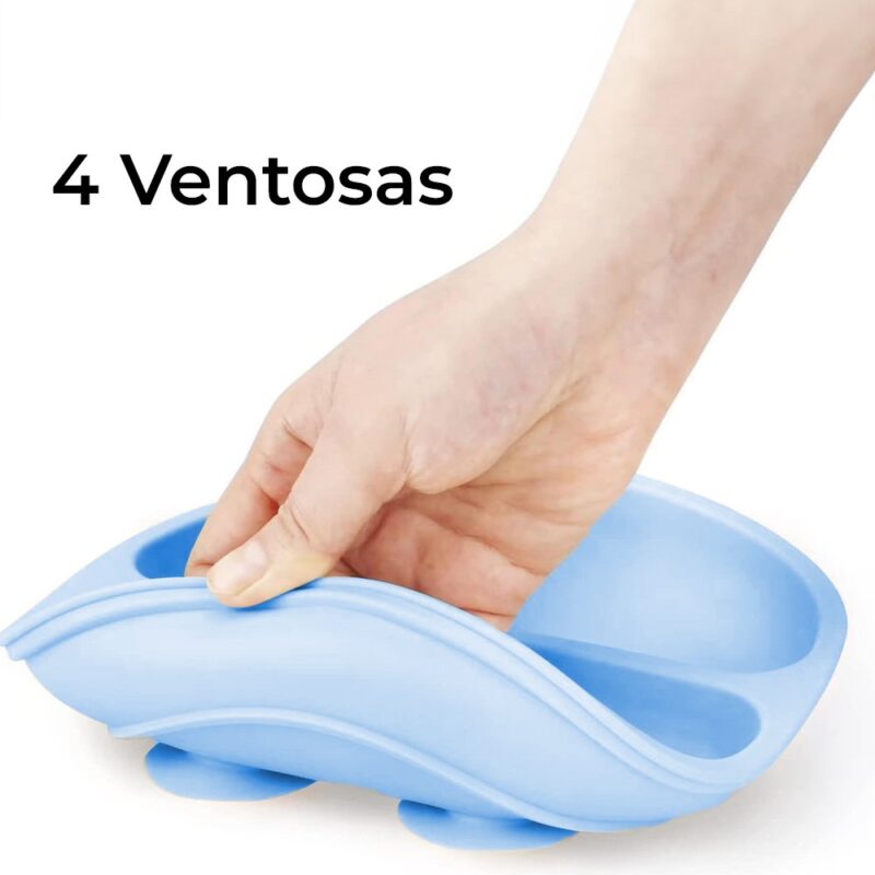 Plato De Silicona para Bebés Úpale Azul 4 Ventosas - Imagen 2