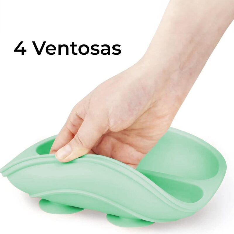 Plato De Silicona para Bebés Úpale Verde 4 Ventosas - Imagen 4