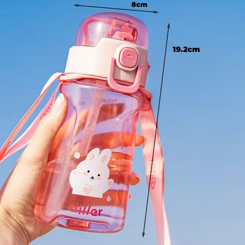 Tomatodo Plástico Para Niños Con Sorbete Coneja Rosa 550ml Úpale - Imagen 4