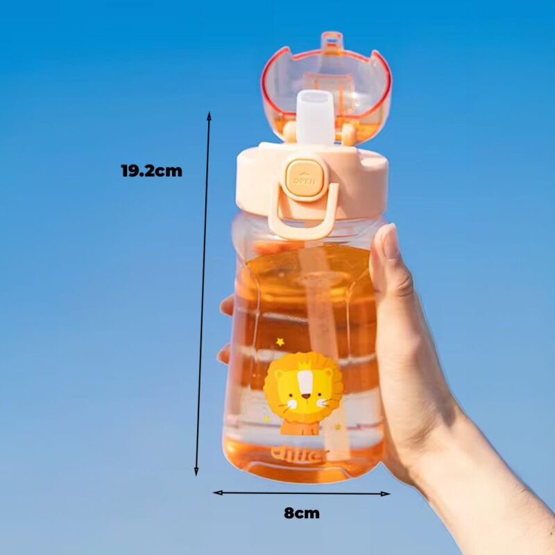 Tomatodo Plástico Para Niños Con Sorbete León Naranja 550ml Úpale - Imagen 4