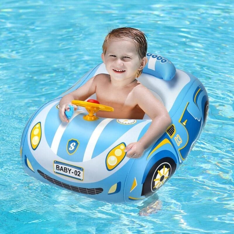 Flotador Plástico Con Techo Carro- Azul +6 meses - Imagen 4