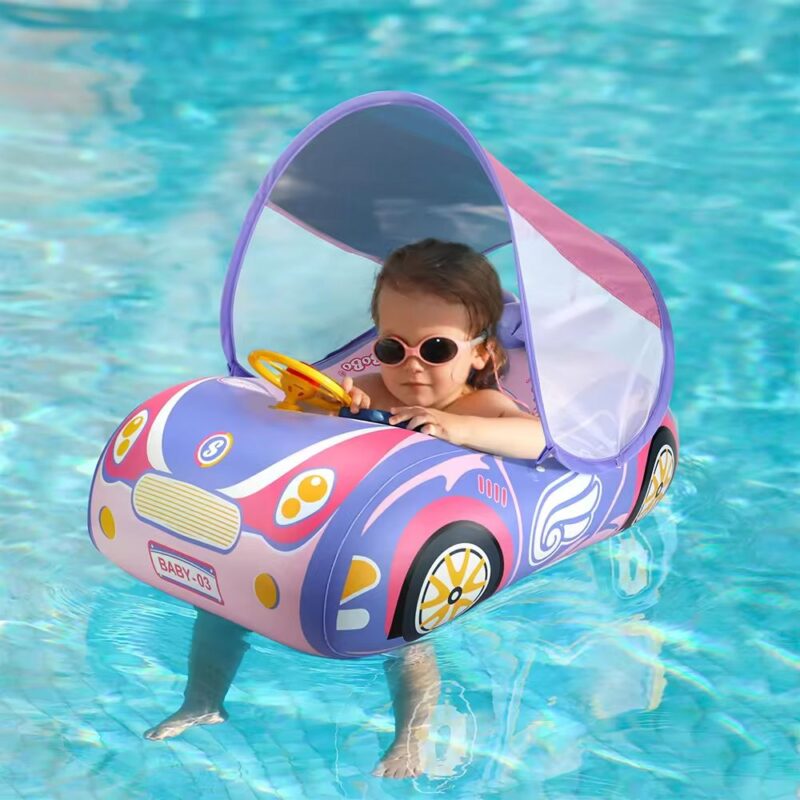 Flotador Plástico Con Techo Carro -Morado +6 meses
