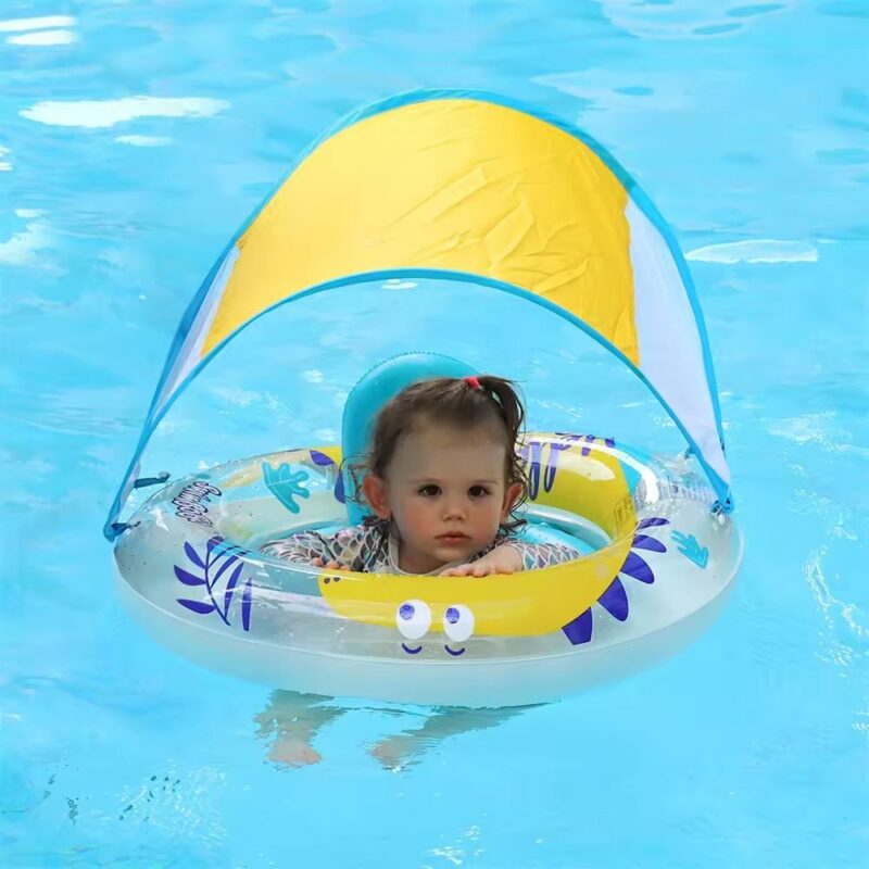 Flotador Plástico Con Techo Dino-Amarillo edad 6 a 18 Meses