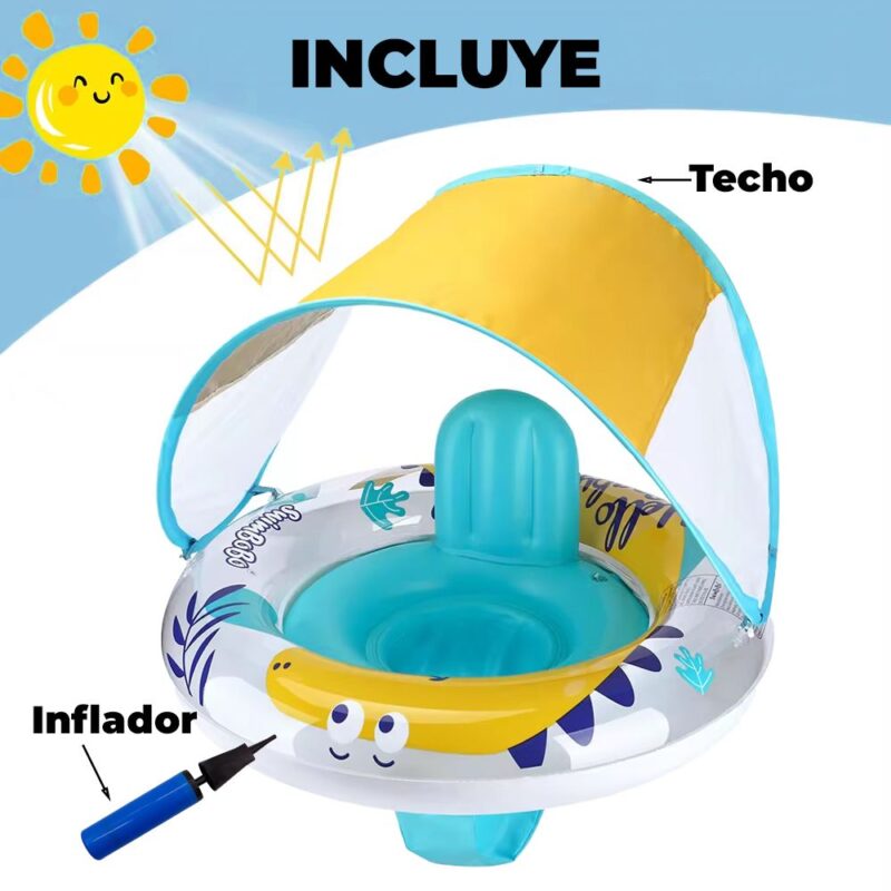 Flotador Plástico Con Techo Dino-Amarillo edad 6 a 18 Meses - Imagen 3