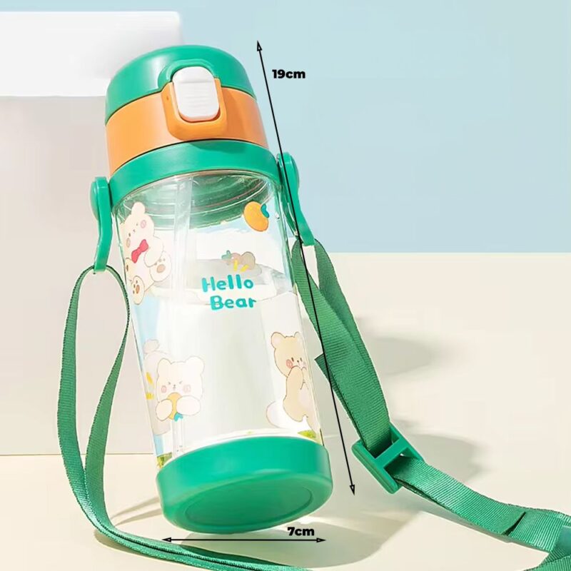 Tomatodo Plástico Para Niños Con Sorbete Oso Naranja-Verde 350ml Úpale - Imagen 2