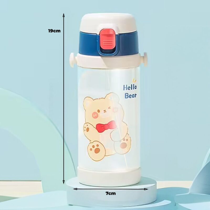 Tomatodo Plástico Para Niños Con Sorbete Oso Azul-Blanco 350ml Úpale - Imagen 2