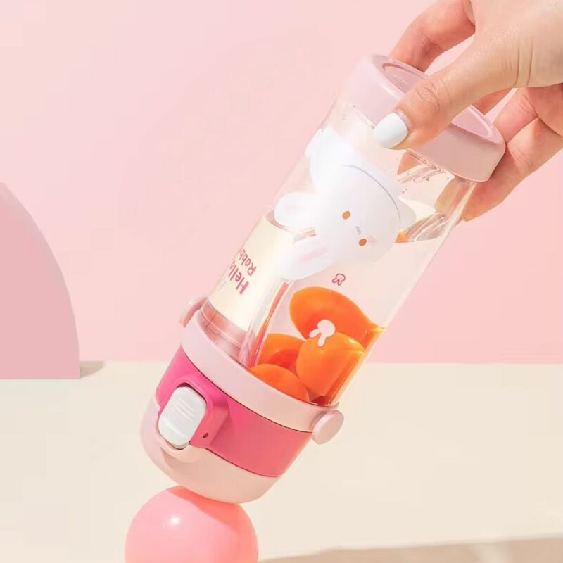 Tomatodo Plástico Para Niños Con Sorbete Coneja Rosa 350ml Úpale - Imagen 2