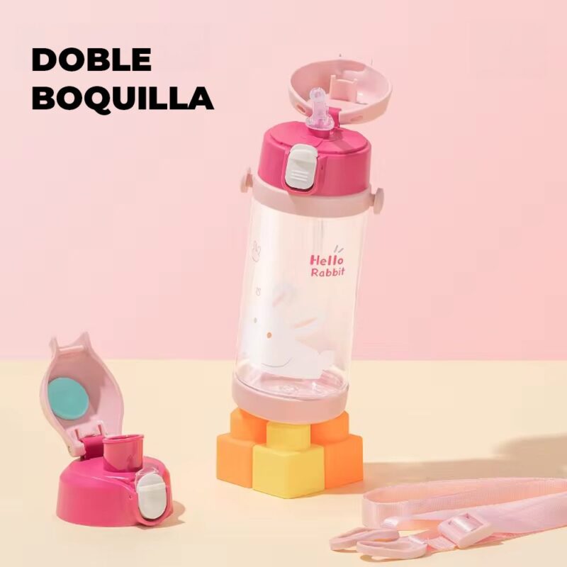 Tomatodo Plástico Para Niños Con Sorbete Coneja Rosa 350ml Úpale - Imagen 4