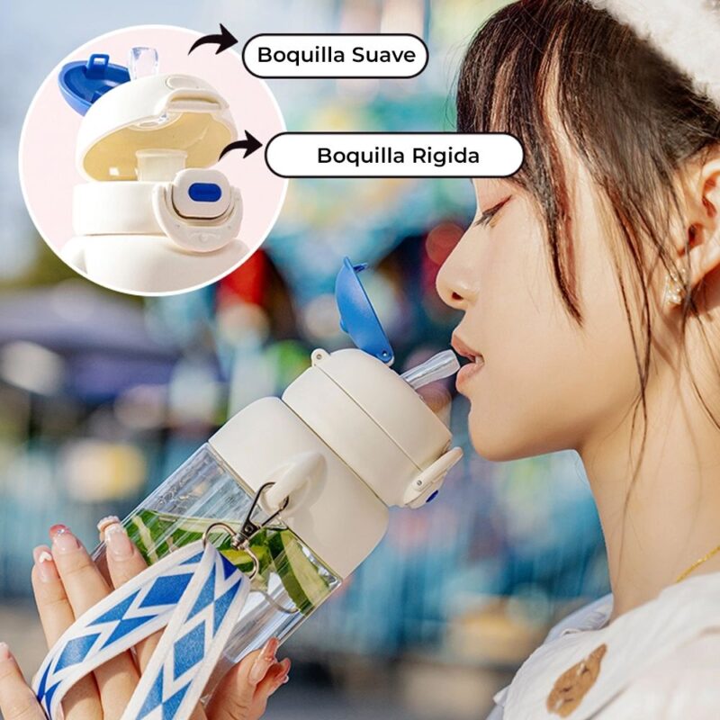 Tomatodo Plástico Para Niños Con Sorbete Blanco - Azul 650ml Úpale - Imagen 4