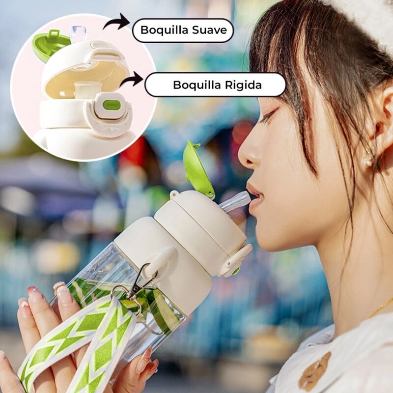 Tomatodo Plástico Para Niños Con Sorbete Verde-Amarillo 650ml Úpale - Imagen 4