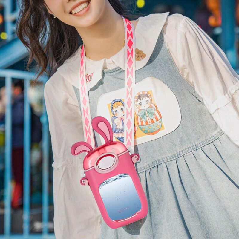 Tomatodo Plástico Para Niños Con Sorbete Conejo Rosa 400ml Úpale - Imagen 4