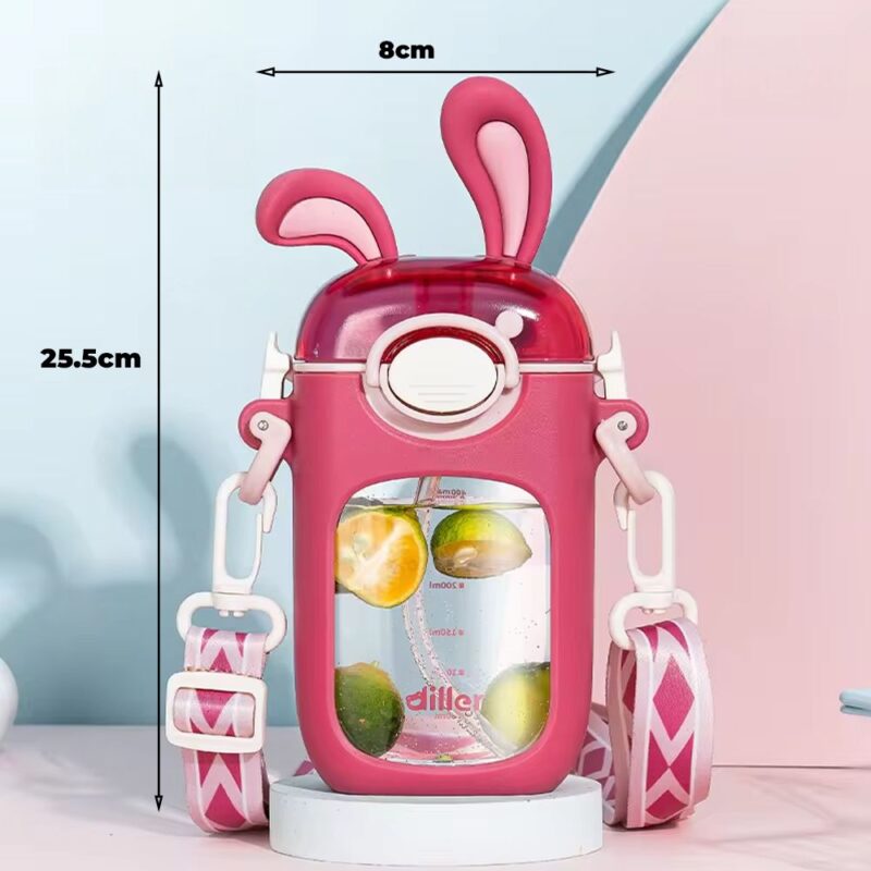 Tomatodo Plástico Para Niños Con Sorbete Conejo Rosa 400ml Úpale - Imagen 3