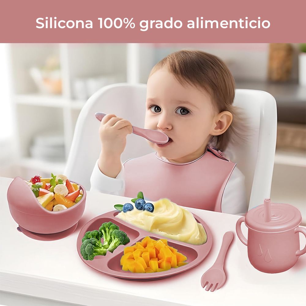 Kit De Alimentación para bebé 6 Piezas Rosa Pastel Úpale - Imagen 5