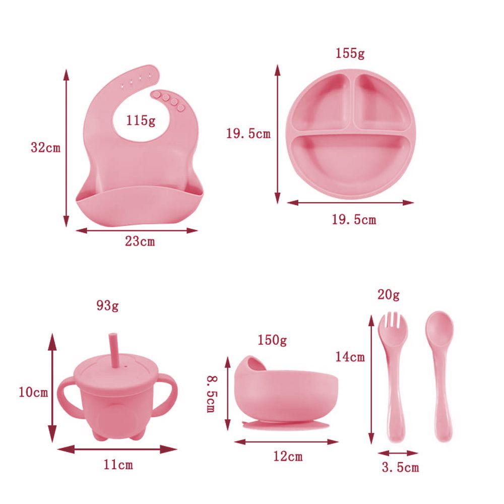 Kit De Alimentación para bebé 6 Piezas Rosa Pastel Úpale - Imagen 2