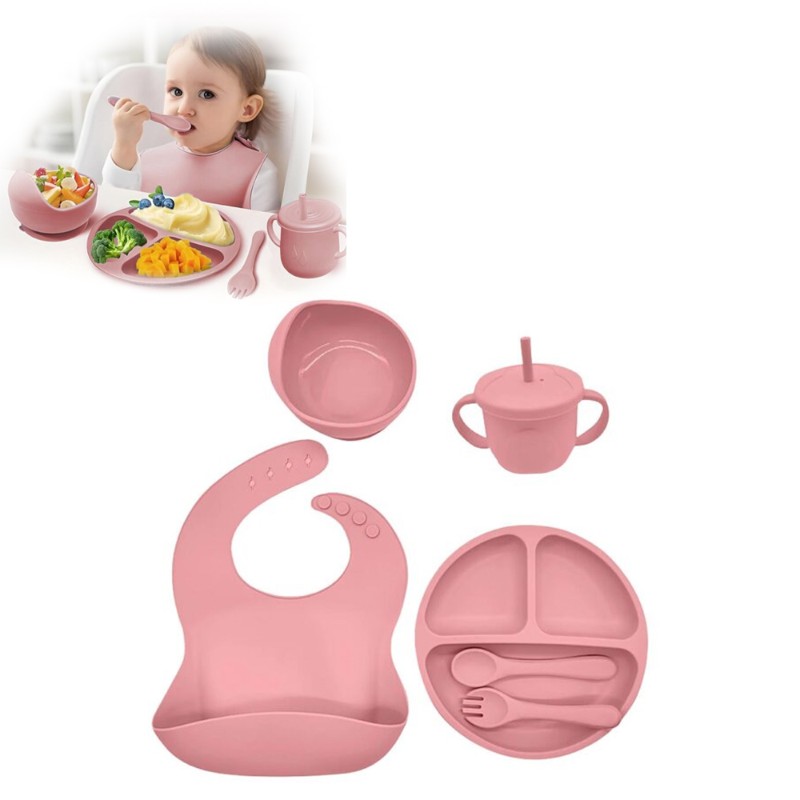 Kit De Alimentación para bebé 6 Piezas Rosa Pastel Úpale