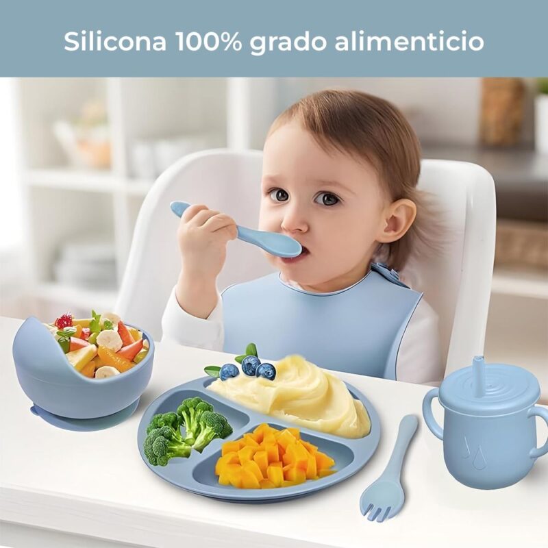Kit De Alimentación para bebé 6 Piezas Azul Pastel Úpale - Imagen 5