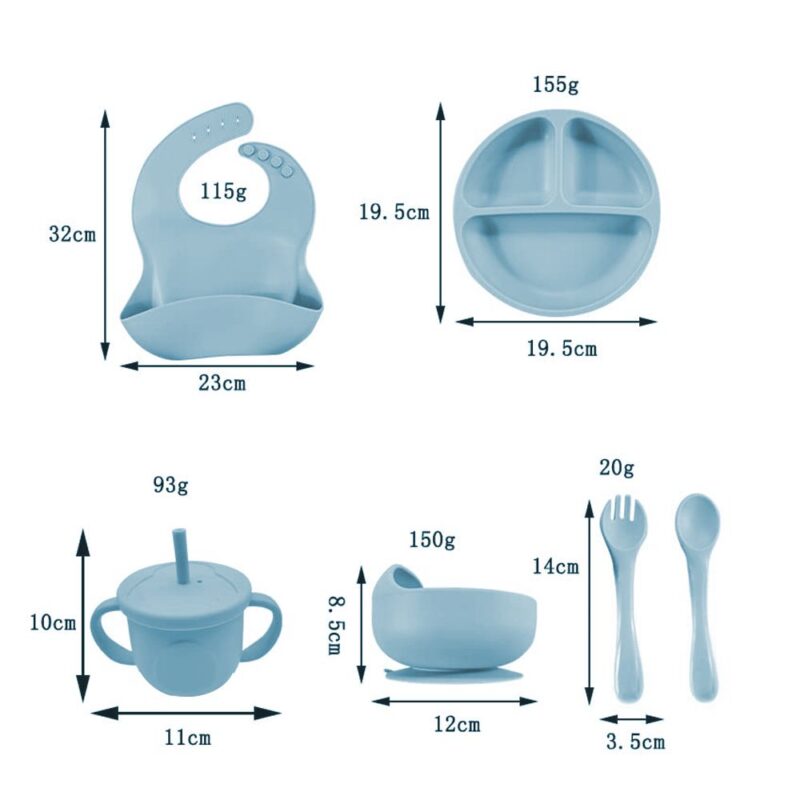 Kit De Alimentación para bebé 6 Piezas Azul Pastel Úpale - Imagen 2