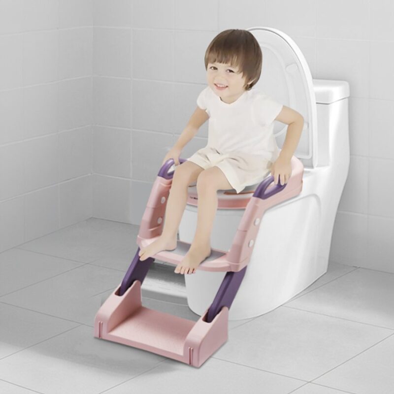 Escalera De Baño Y Bacenilla Para Bebé Rosa/Lila Úpale - Imagen 2