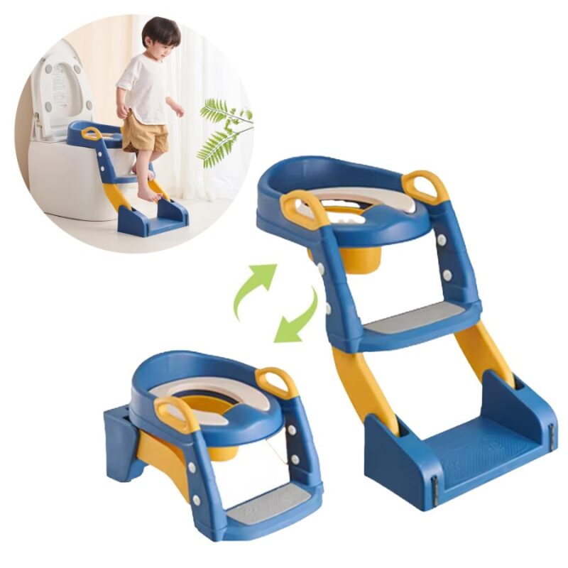 Escalera De Baño Y Bacenilla Para Bebé Azul/Amarillo Úpale