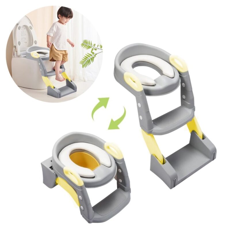 Escalera De Baño Y Bacenilla Para Bebé Gris/Amarillo Úpale