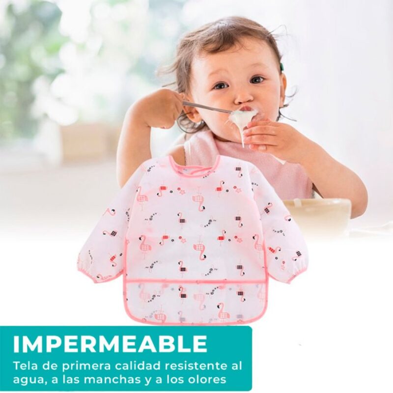 Babero Mangas Largas Impermeable Flamingo 2 a 4 Años Úpale - Imagen 3
