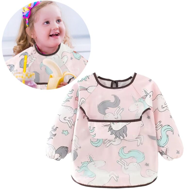 Babero Mangas Largas de Tela Unicornio 0 a 2 Años Úpale
