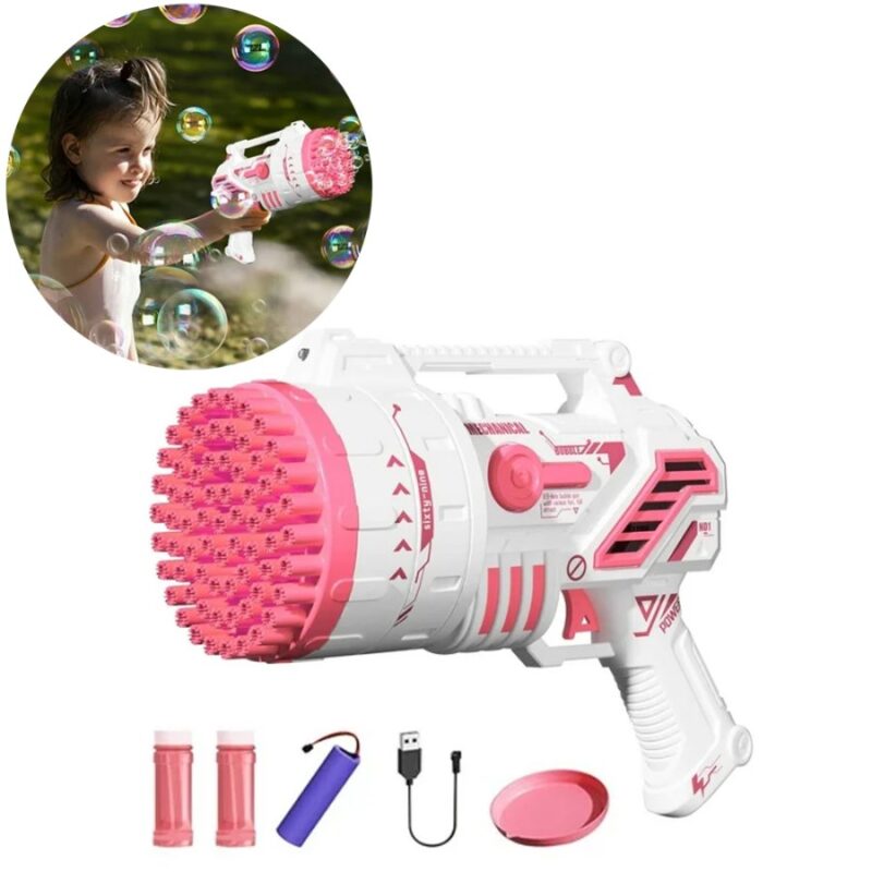 Pistola De Burbujas Rosa Plus 69 Orificios Úpale