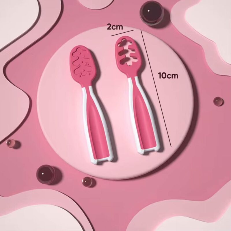 Juego De Cucharas para Dentición de bebés Fucsia BLW Úpale - Imagen 3